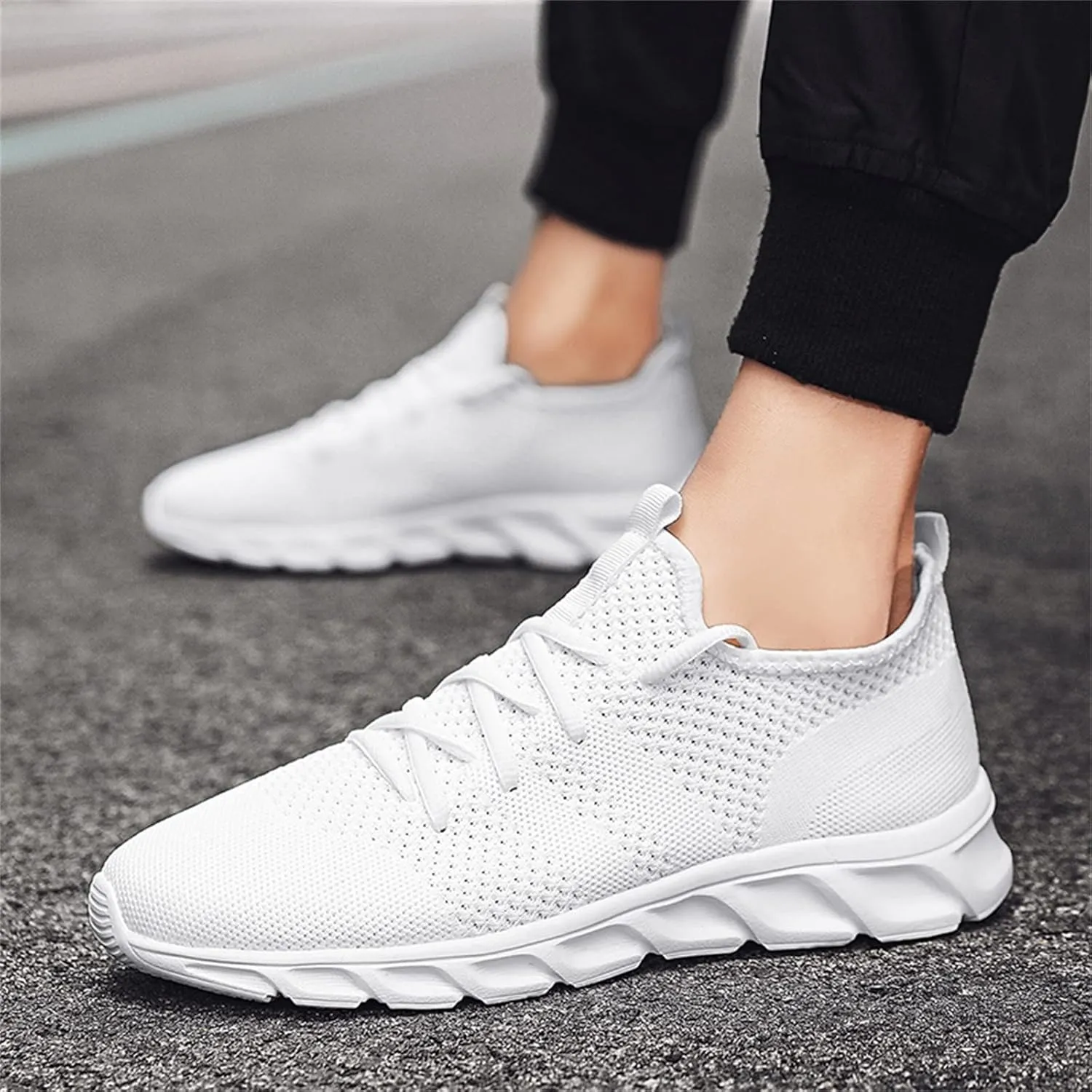 Men's Lace Up Memory Foam Sneakers Lightweight Breathable Slip On Running Shoe Men's Comfortable Canvas Shoes