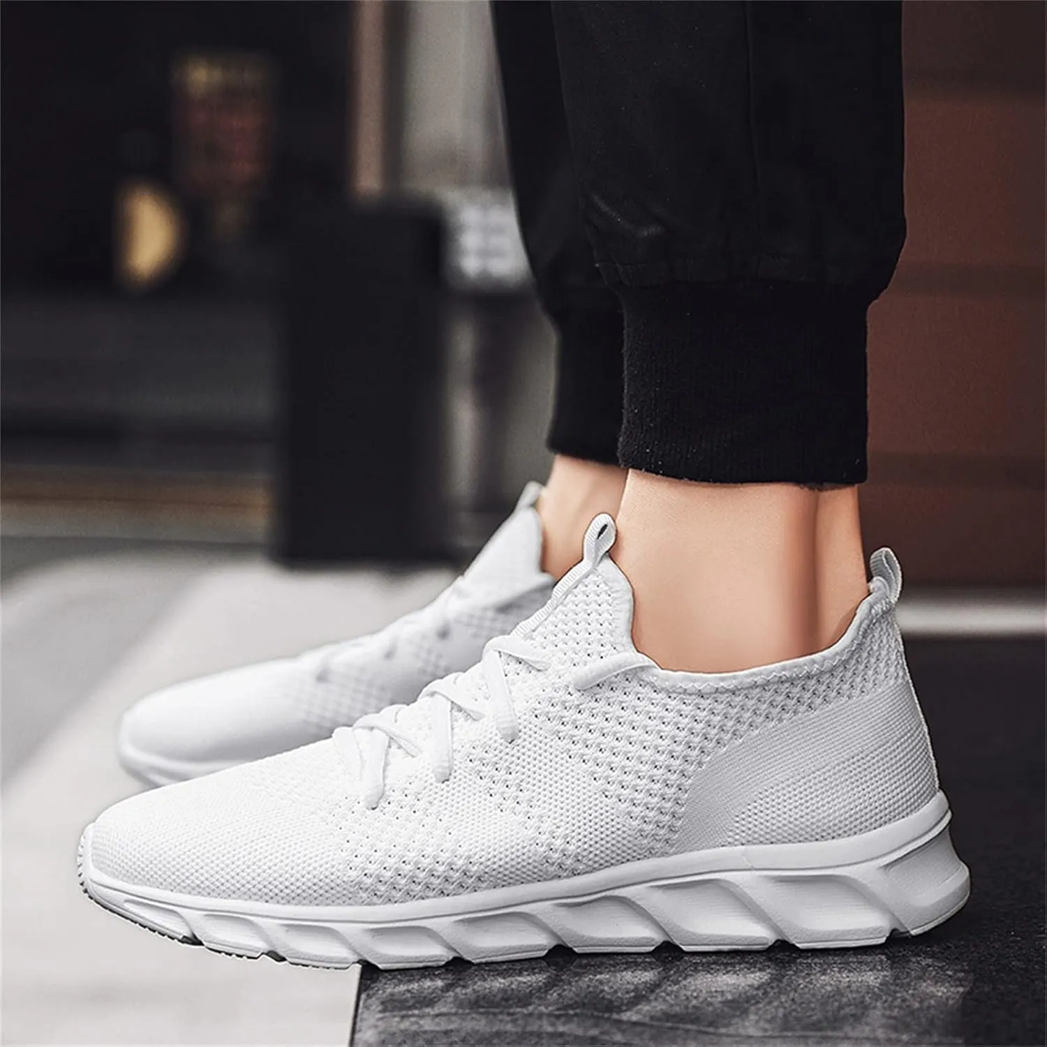 Men's Lace Up Memory Foam Sneakers Lightweight Breathable Slip On Running Shoe Men's Comfortable Canvas Shoes