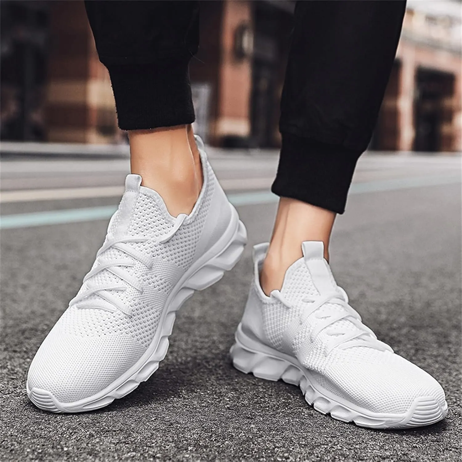 Men's Lace Up Memory Foam Sneakers Lightweight Breathable Slip On Running Shoe Men's Comfortable Canvas Shoes