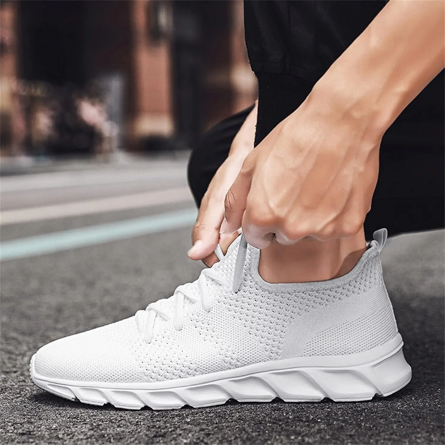 Men's Lace Up Memory Foam Sneakers Lightweight Breathable Slip On Running Shoe Men's Comfortable Canvas Shoes