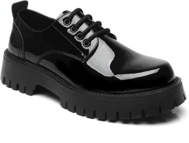 Men's Leather Lace Up Platform Oxfords Round Toe Chunky Heel Lug Sole Heightening Soft Bottom Derby Casual Shoes Classic Work Office Business Dress Shoes