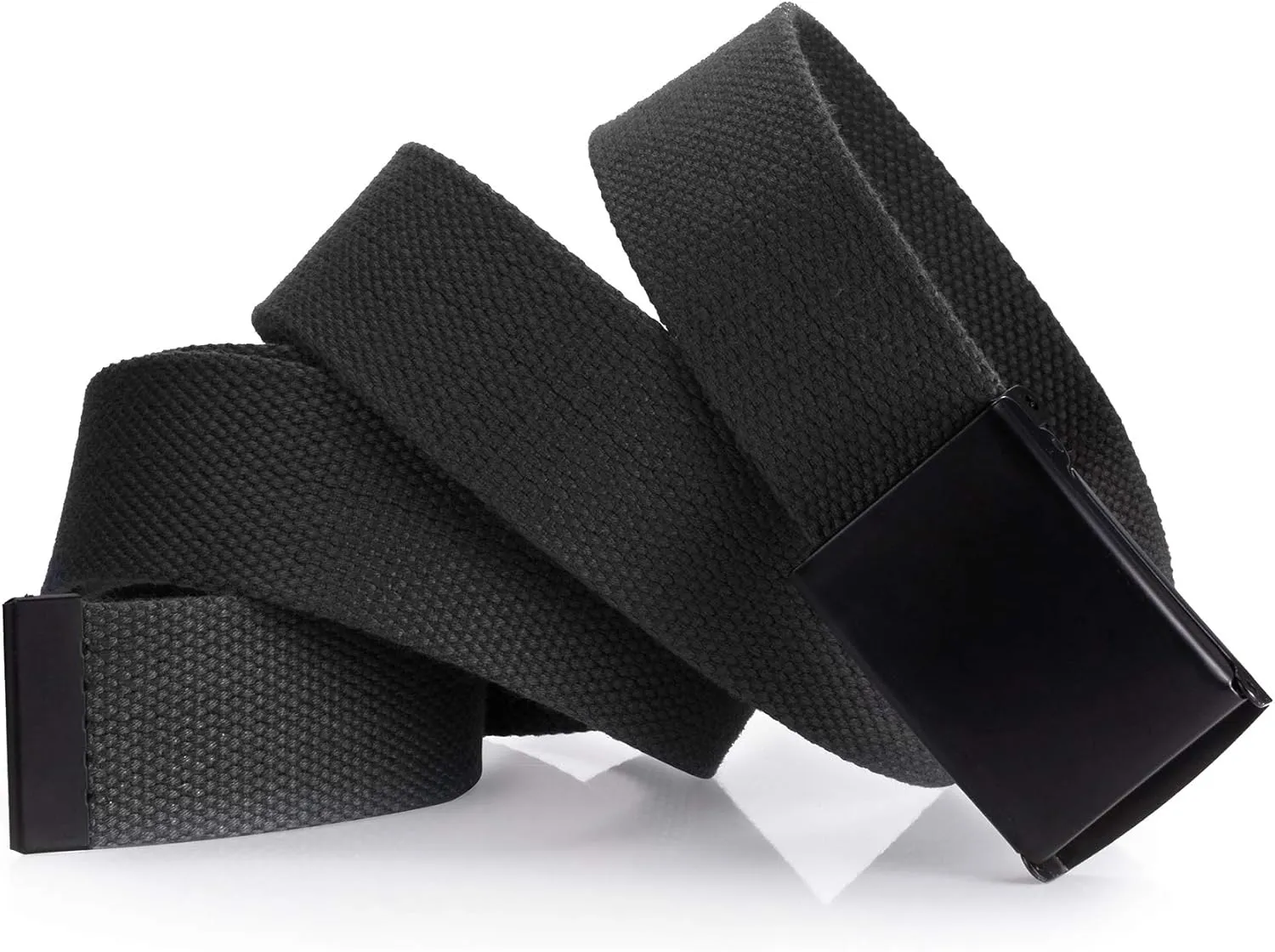 Mile High Life Cut To Fit Canvas Web Belt Size Up to 52" with Flip-Top Solid Black Military Buckle