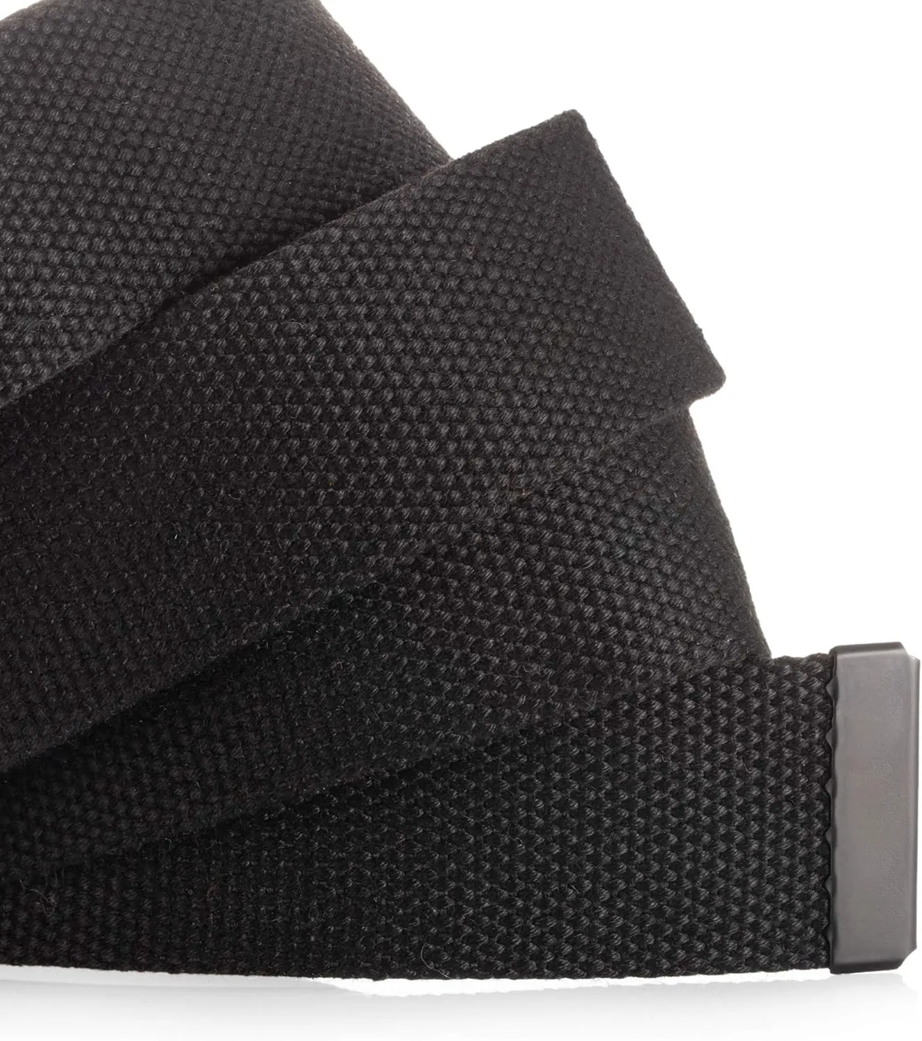 Mile High Life Cut To Fit Canvas Web Belt Size Up to 52" with Flip-Top Solid Black Military Buckle
