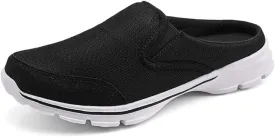 MizHome Men's Open Back Sneaker Clogs Knit Mules Shoes Lightweight Breathable Slippers