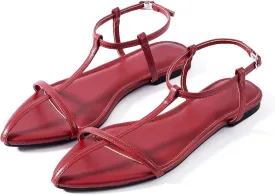 N.N.G Women Flat Sandals Dressy Srtappy Slingback Mules Cute Evening Vegan Leather Gladiator Designer Pretty Casual Pointed Open Toe