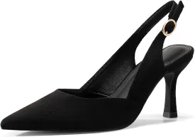 Rilista Women's Slingback Kitten Heels Closed Pointed Toe Wedding Party Dress Pumps Shoes