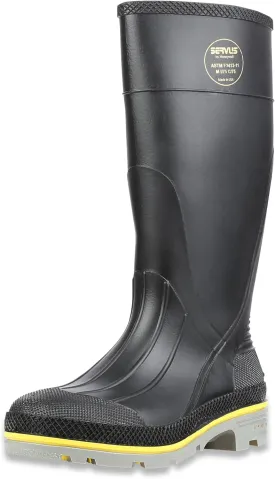 Servus XTP 15" PVC Chemical-Resistant Steel Toe Men's Work Boots, Black, Yellow & Gray, 11