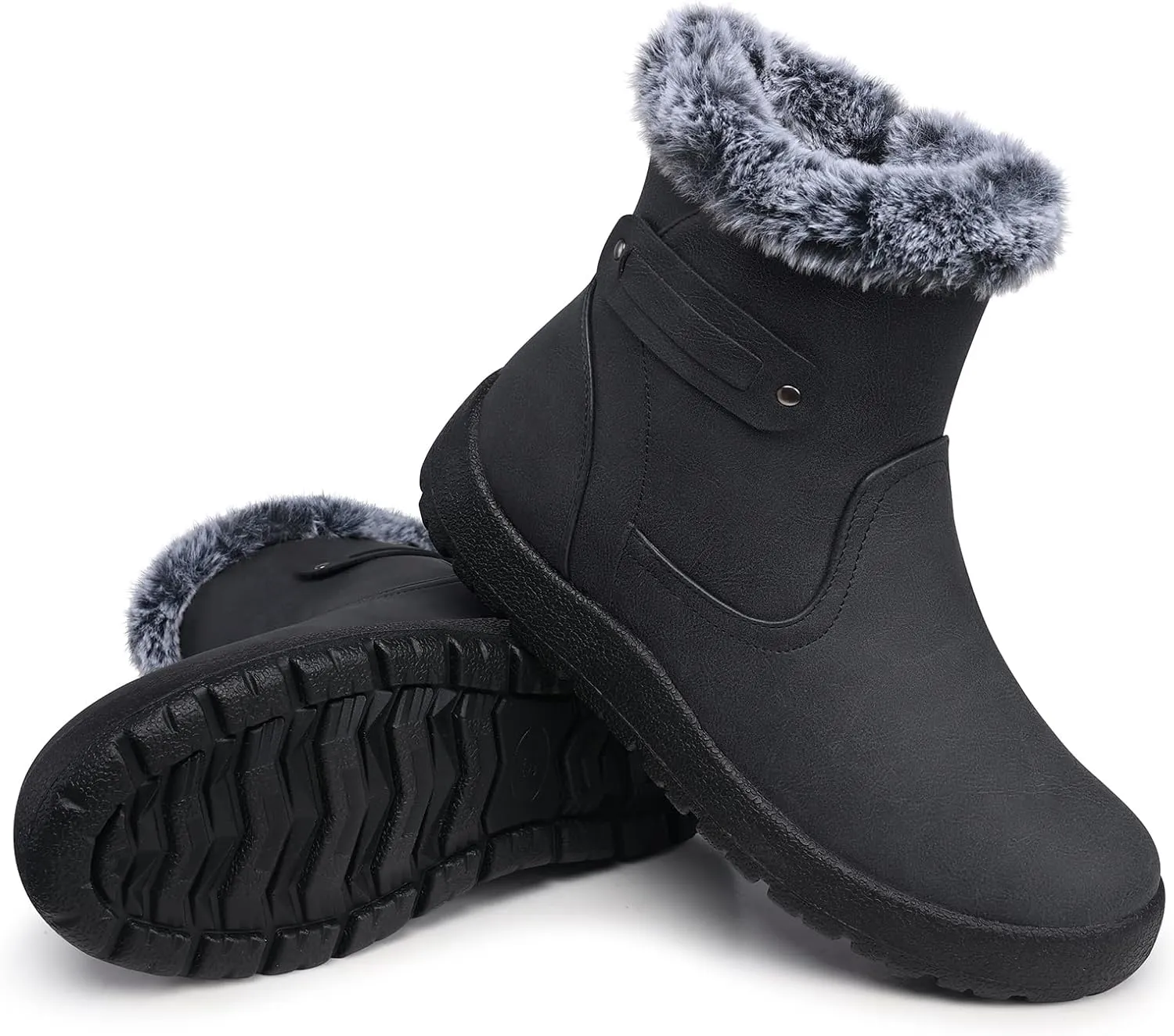 SHIBEVER Winter Boots for Women Snow: Waterproof Warm Womens Booties - Ankle Fur Lined Insulated Winter Boots