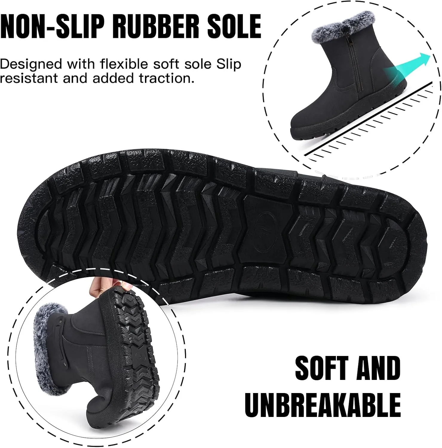 SHIBEVER Winter Boots for Women Snow: Waterproof Warm Womens Booties - Ankle Fur Lined Insulated Winter Boots