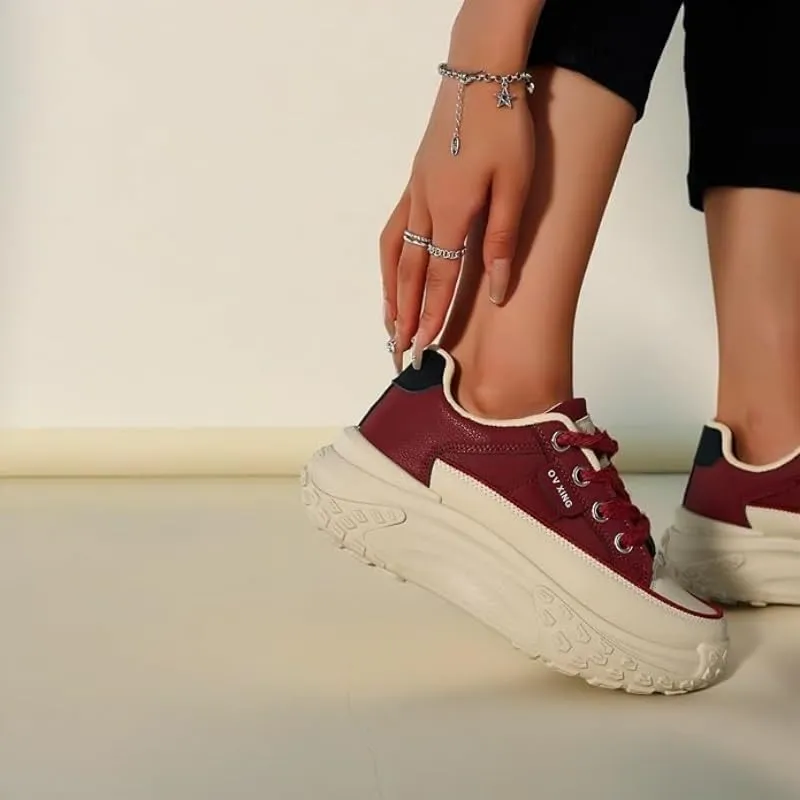 Sneakers for Women,Lace Up Thick Soled Non Slip Sports Shoes, Breathable, Stylish,Running,Shopping