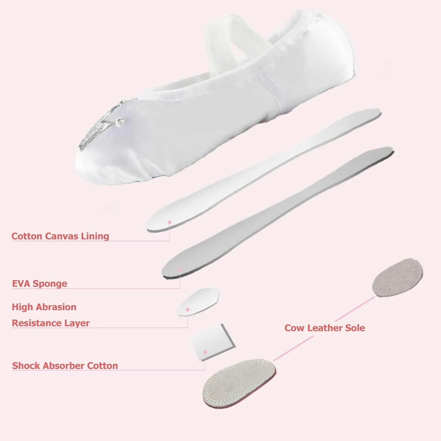 TRIPLE DEER Ballet Shoes for Girls, Satin Dance Practice Slippers Split Soft Leather Flat Sole Yoga Gymnastics Shoes (Toddler/Little/Big Kid)
