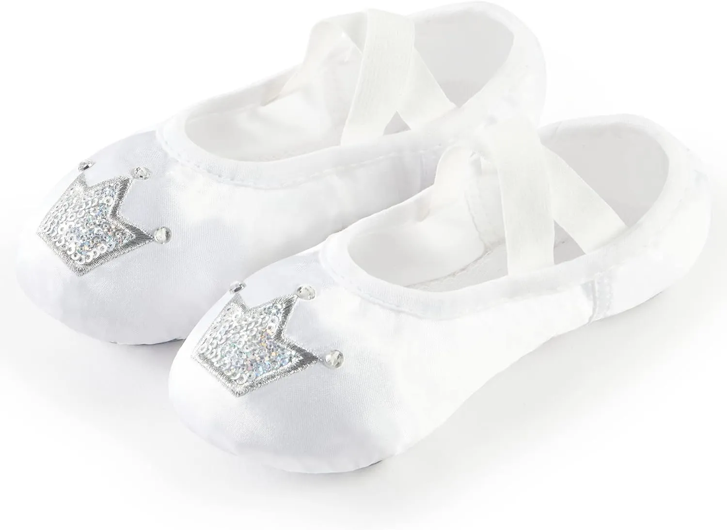 TRIPLE DEER Ballet Shoes for Girls, Satin Dance Practice Slippers Split Soft Leather Flat Sole Yoga Gymnastics Shoes (Toddler/Little/Big Kid)