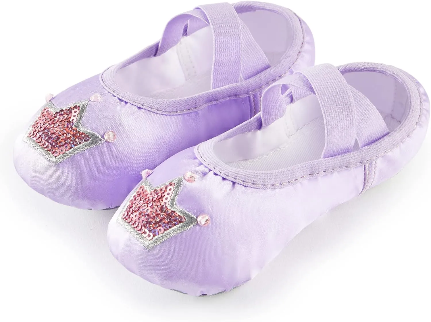 TRIPLE DEER Ballet Shoes for Girls, Satin Dance Practice Slippers Split Soft Leather Flat Sole Yoga Gymnastics Shoes (Toddler/Little/Big Kid)