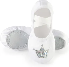 TRIPLE DEER Ballet Shoes for Girls, Satin Dance Practice Slippers Split Soft Leather Flat Sole Yoga Gymnastics Shoes (Toddler/Little/Big Kid)