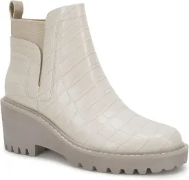 Trish Lucia Womens Platform Lug Sole Chelsea Boots Ankle High Chunky Block Heel Non-Slip Suede Leather Slip on Combat Fashion Booties