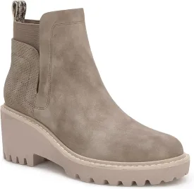Trish Lucia Womens Platform Lug Sole Chelsea Boots Ankle High Chunky Block Heel Non-Slip Suede Leather Slip on Combat Fashion Booties