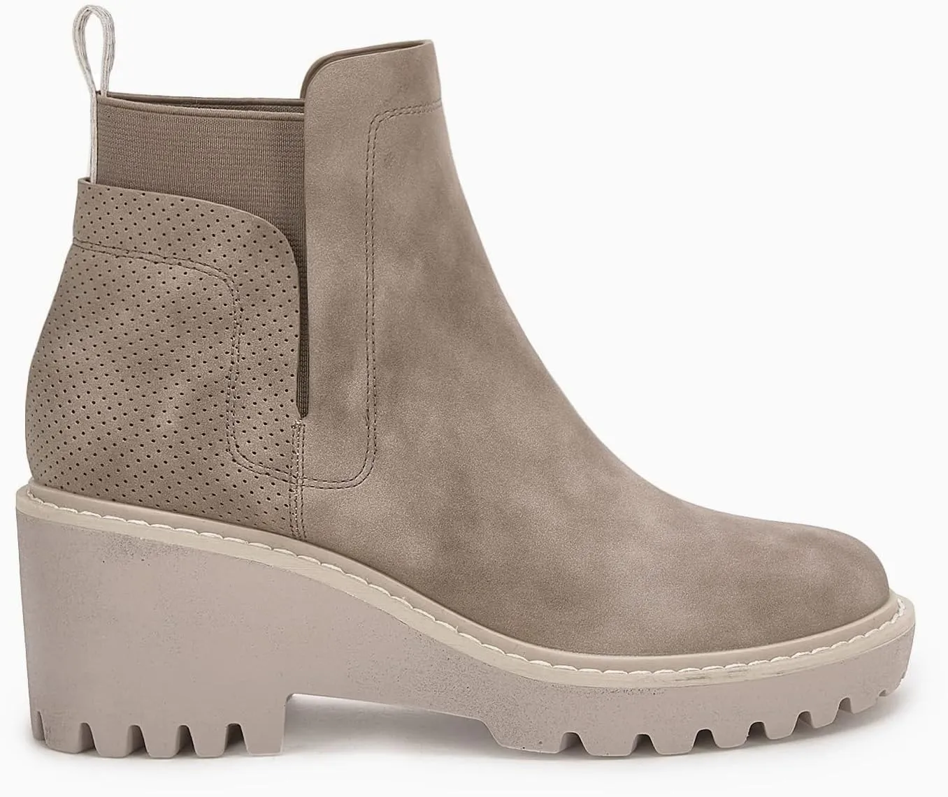 Trish Lucia Womens Platform Lug Sole Chelsea Boots Ankle High Chunky Block Heel Non-Slip Suede Leather Slip on Combat Fashion Booties