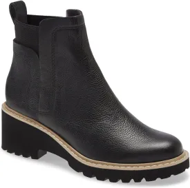 Trish Lucia Womens Platform Lug Sole Chelsea Boots Ankle High Chunky Block Heel Non-Slip Suede Leather Slip on Combat Fashion Booties