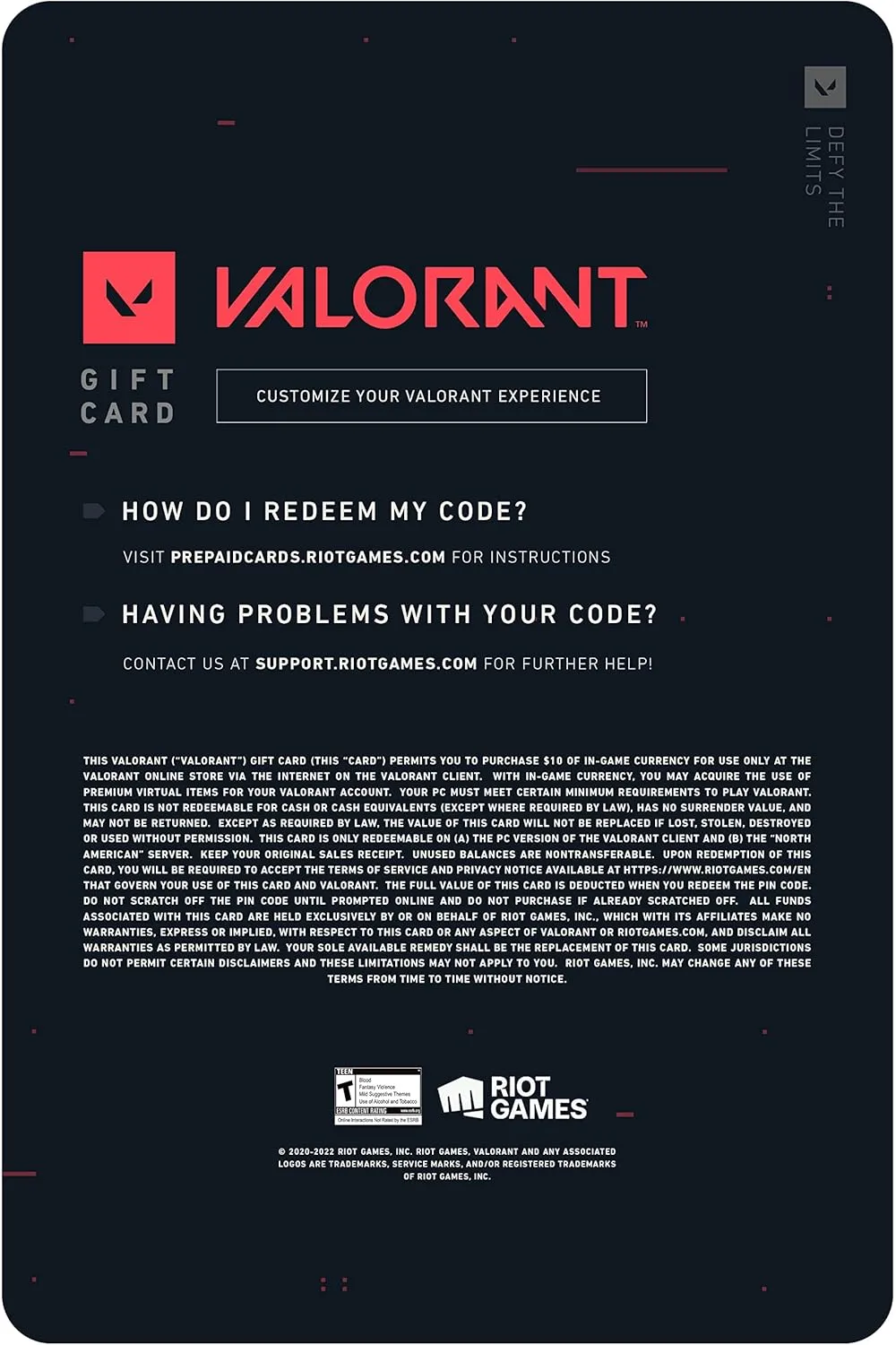 VALORANT $10 Gift Card - PC [Online Game Code]