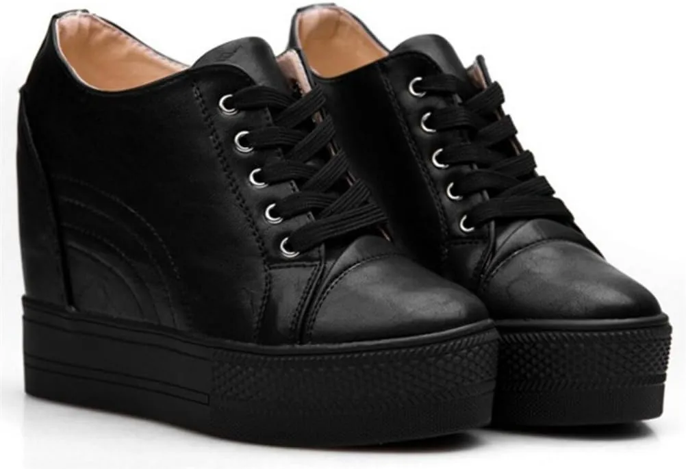 Women Wedges Sneakers with Hidden Heel Ankle High Platform Walking Shoes Fashion Bride Wedding Shoes