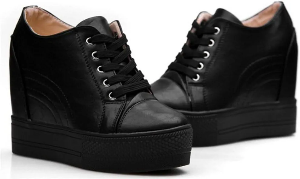 Women Wedges Sneakers with Hidden Heel Ankle High Platform Walking Shoes Fashion Bride Wedding Shoes