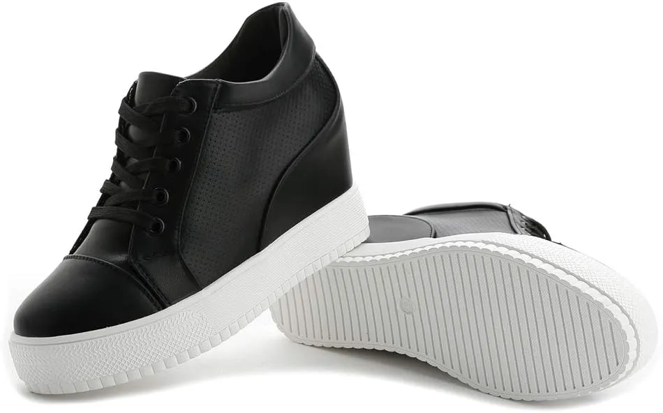 Women Wedges Sneakers with Hidden Heel Ankle High Platform Walking Shoes Fashion Bride Wedding Shoes