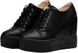 Women Wedges Sneakers with Hidden Heel Ankle High Platform Walking Shoes Fashion Bride Wedding Shoes