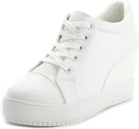 Women Wedges Sneakers with Hidden Heel Ankle High Platform Walking Shoes Fashion Bride Wedding Shoes