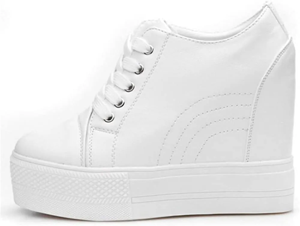 Women Wedges Sneakers with Hidden Heel Ankle High Platform Walking Shoes Fashion Bride Wedding Shoes