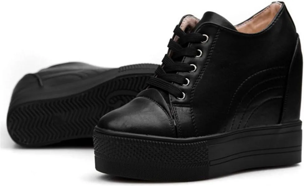 Women Wedges Sneakers with Hidden Heel Ankle High Platform Walking Shoes Fashion Bride Wedding Shoes