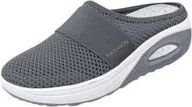 Womens Backless Sneakers Mesh Slip-on Mule Shoes Womens Running Shoes Wide Dress Casual Shoes Fashion Sneakers Waterproof Tennis Shoe Cross Trainer Shoe