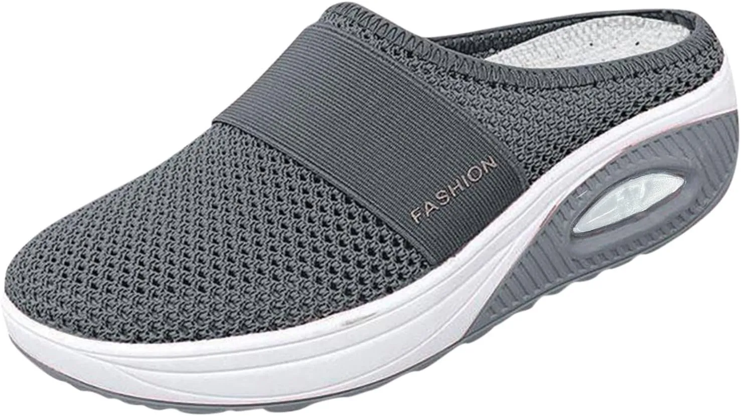 Womens Backless Sneakers Mesh Slip-on Mule Shoes Womens Running Shoes Wide Dress Casual Shoes Fashion Sneakers Waterproof Tennis Shoe Cross Trainer Shoe