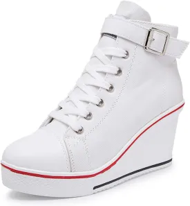 Women's Canvas High-Heeled Shoes Fashion Sneakers Casual Shoes for Walking Platform Wedges Pump Shoes