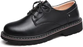 Women's Classic Oxfords Lace Up Business Formal Dress Shoes Platform Oxford Shoes Slip Resistant Service Boots