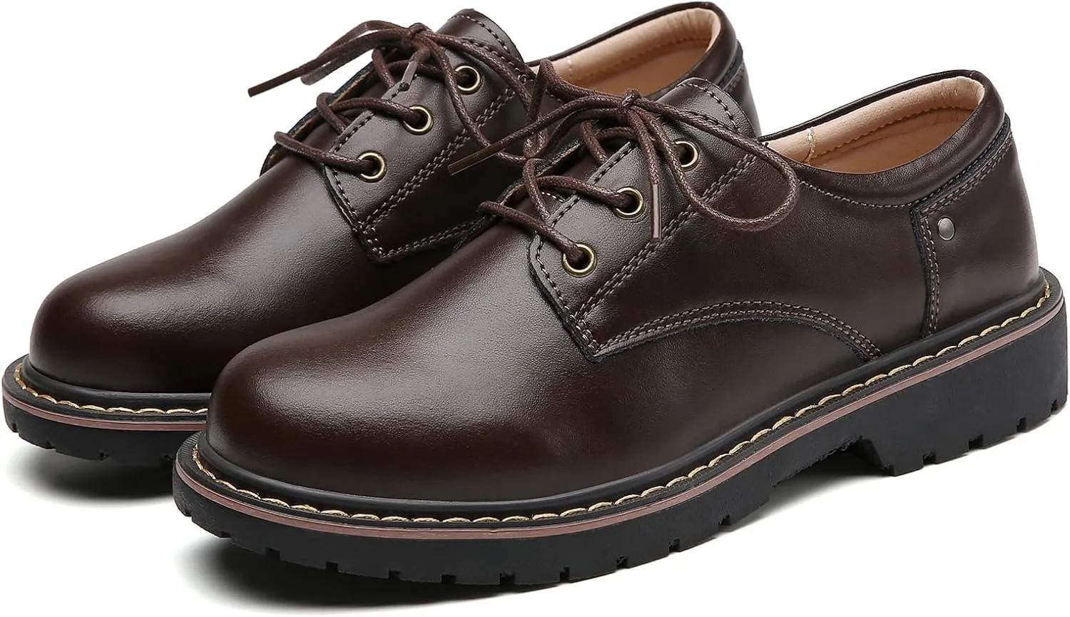 Women's Classic Oxfords Lace Up Business Formal Dress Shoes Platform Oxford Shoes Slip Resistant Service Boots