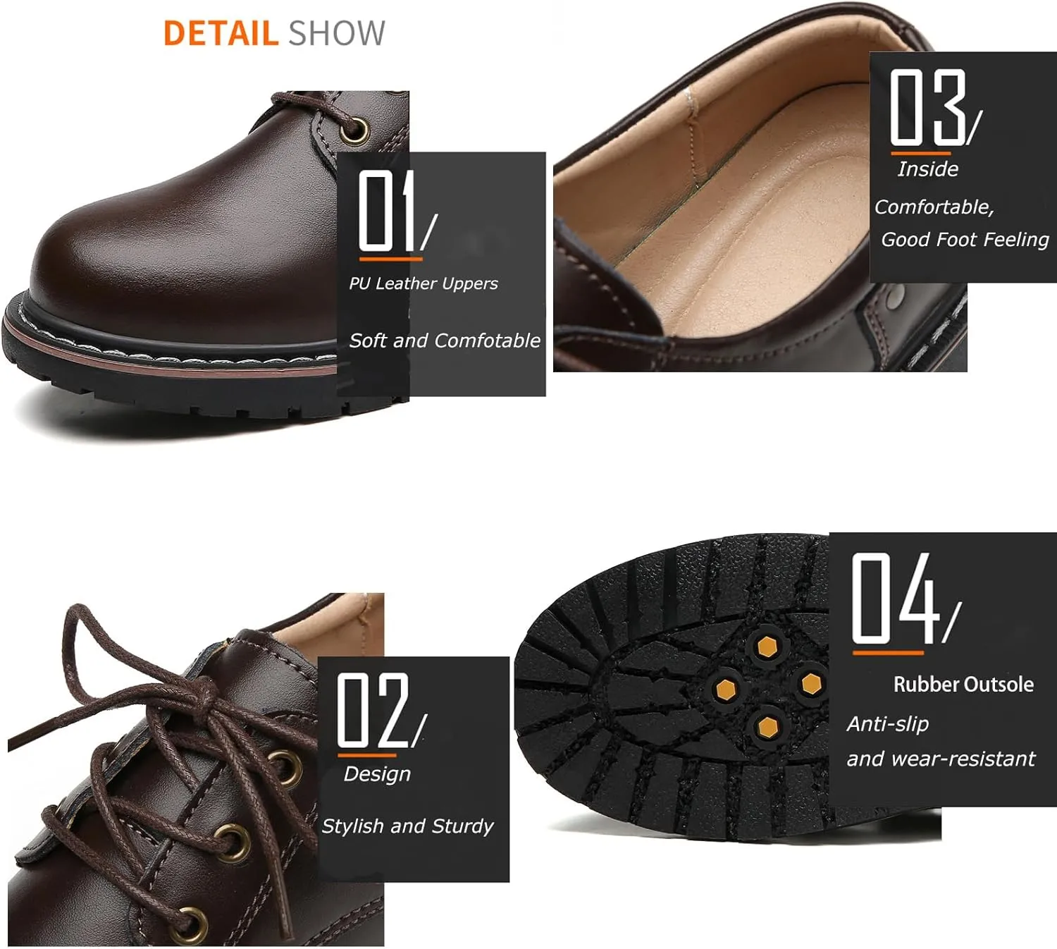 Women's Classic Oxfords Lace Up Business Formal Dress Shoes Platform Oxford Shoes Slip Resistant Service Boots
