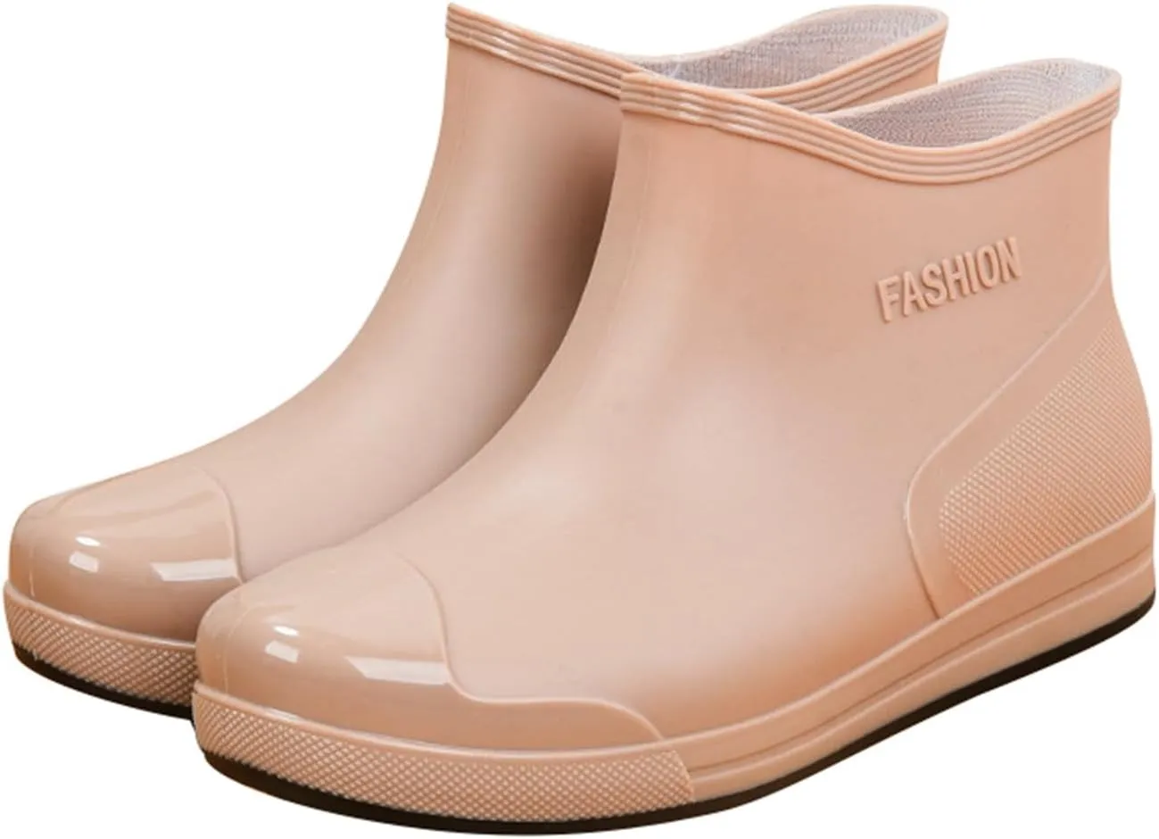 Women's Fashion Rain Boots Low Cut Short Tube Plastic Water Shoes with Non Slip Soles Warm Water Proof Rubber Boots
