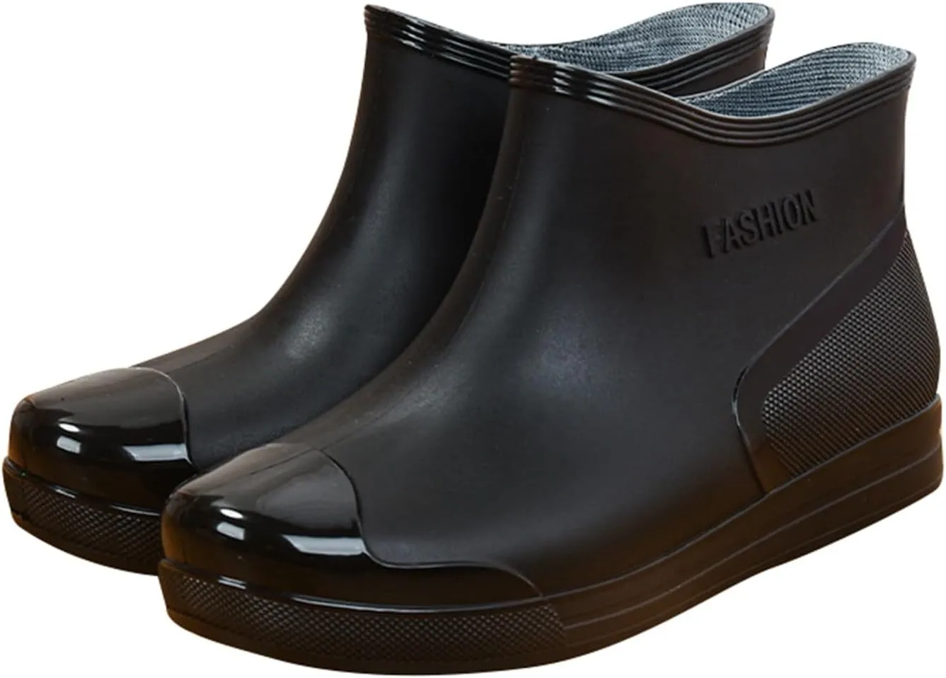 Women's Fashion Rain Boots Low Cut Short Tube Plastic Water Shoes with Non Slip Soles Warm Water Proof Rubber Boots
