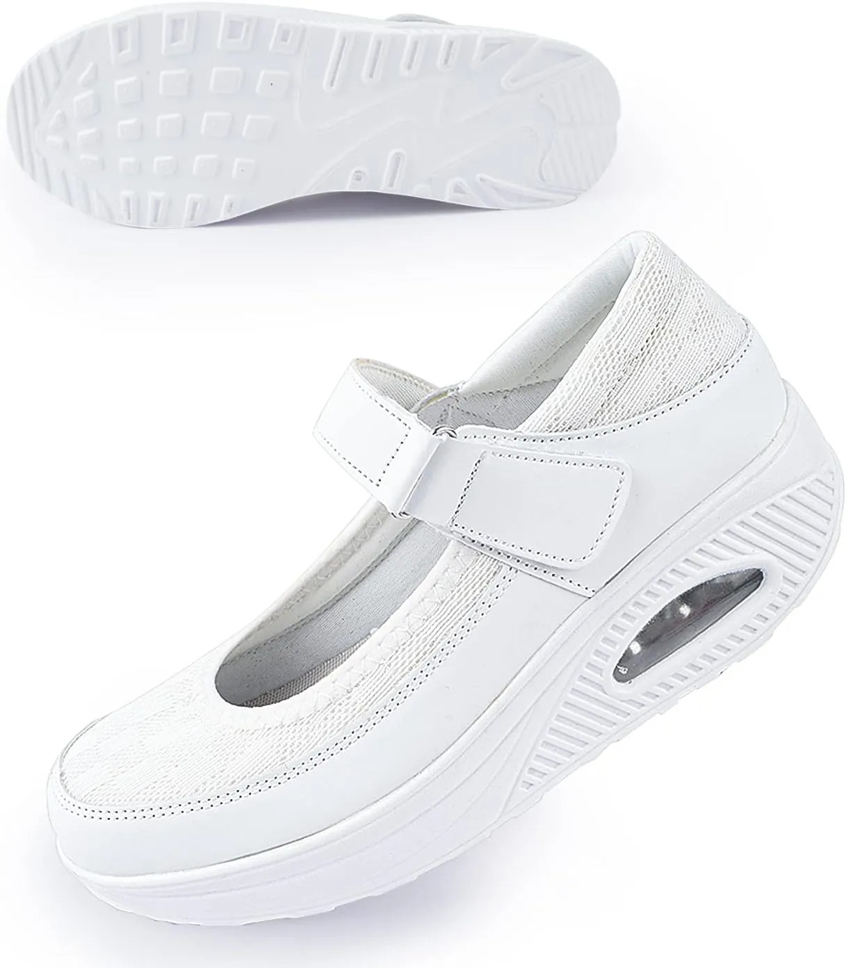Womens Mesh Walking Shoes Working Nurse Shoes Non-Slip Adjustable Breathable Wedges Slip-on Mary Janes Sneaker Fitness Casual Nursing Orthotic Arthritis,Diabetes,Plantar Fasciitis,Lightweight Shoes