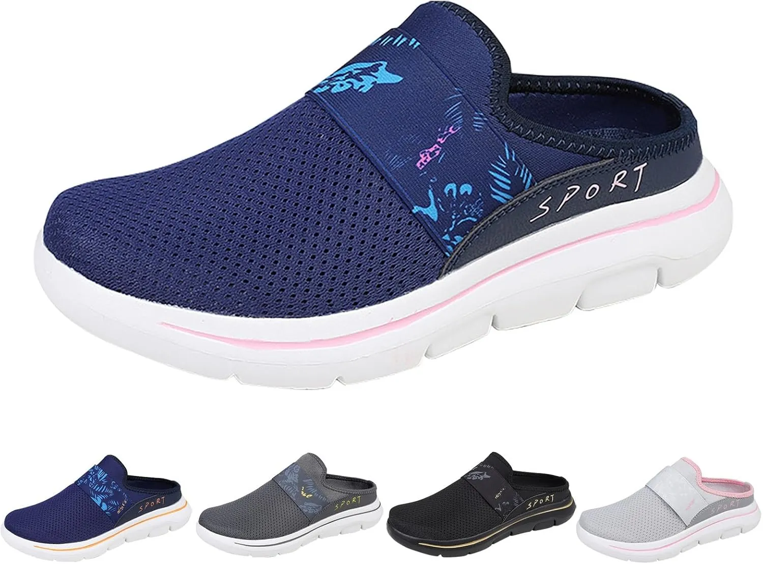 Women's Slip-on Mule Sneakers Lightweight Slip On Shoes Women Wide Width Men Casual Shoes Men's Fashion Sneakers Black Tennis Shoe Trainers Shoe