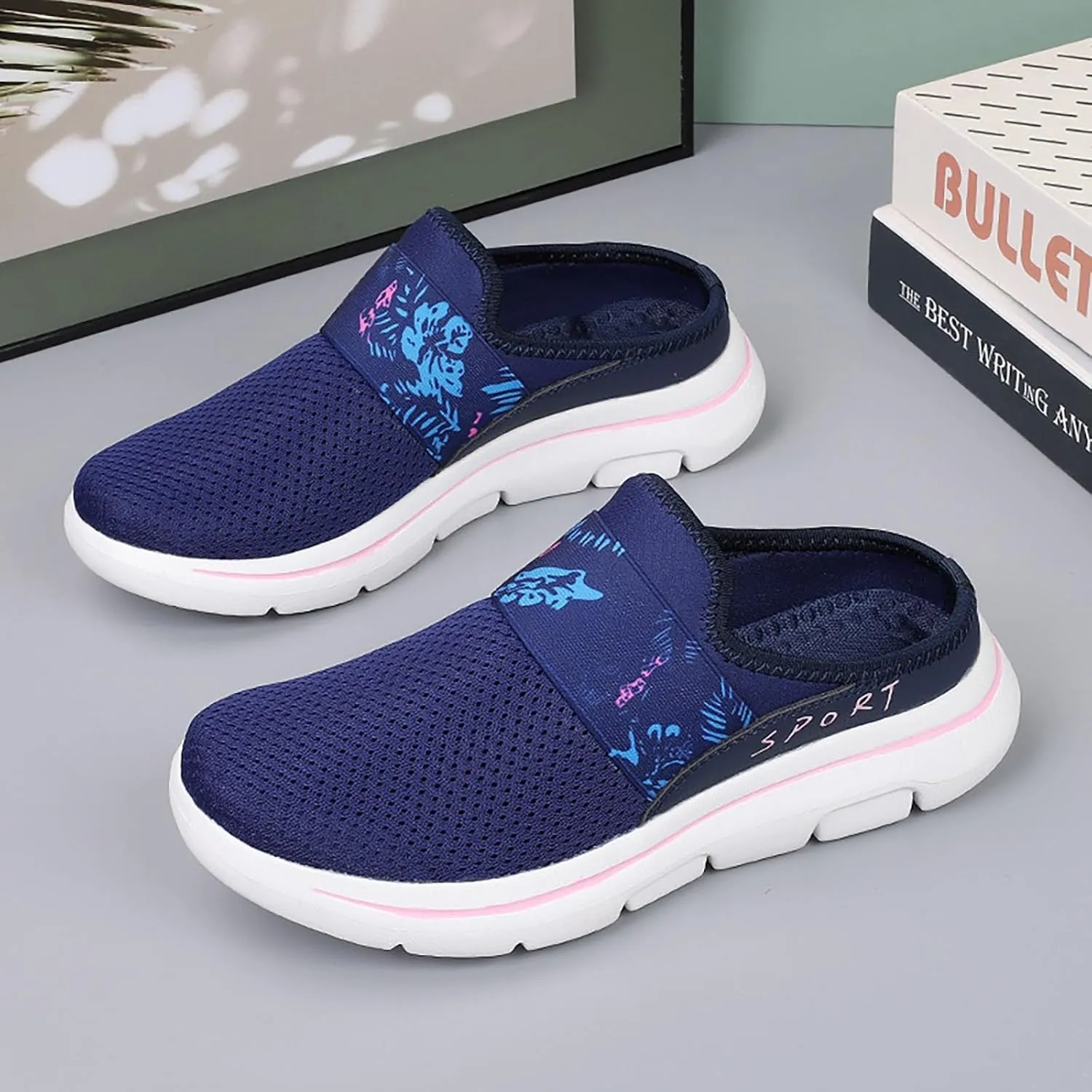 Women's Slip-on Mule Sneakers Lightweight Slip On Shoes Women Wide Width Men Casual Shoes Men's Fashion Sneakers Black Tennis Shoe Trainers Shoe