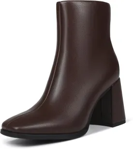 Womens Square Toe Ankle Boots Chunky Heel Causual Comfort Ankle Booties Dress Boots for Women