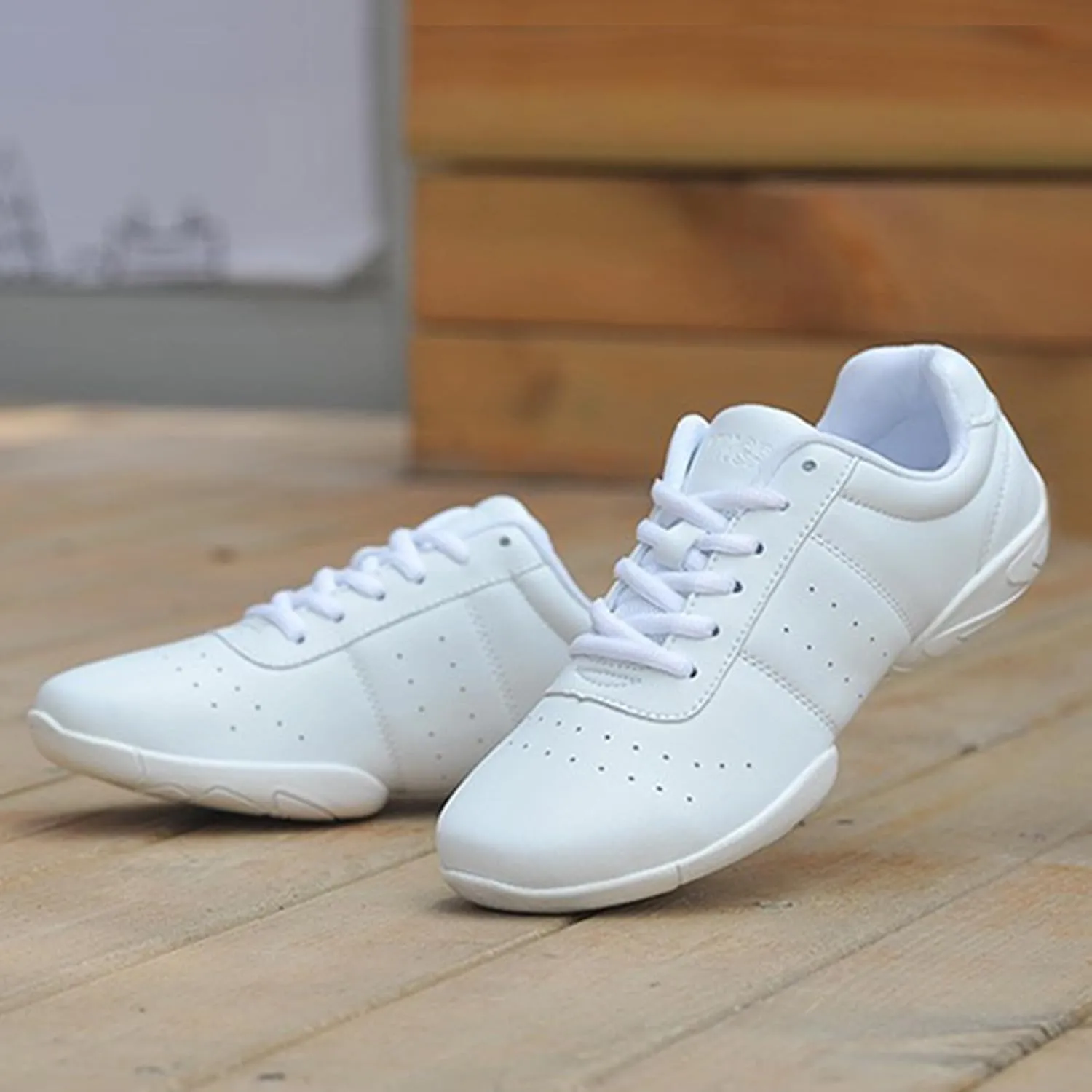 yamerbo Cheer Shoes for Youth Girls, White Varsity Cheerleading Shoes for Women, Breathable and Lightweight Dance Athletic Flats, Women Competition Training Tennis Sneaker Shoes -White 1