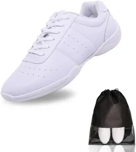 yamerbo Cheer Shoes for Youth Girls, White Varsity Cheerleading Shoes for Women, Breathable and Lightweight Dance Athletic Flats, Women Competition Training Tennis Sneaker Shoes -White 1