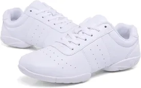 yamerbo Cheer Shoes for Youth Girls, White Varsity Cheerleading Shoes for Women, Breathable and Lightweight Dance Athletic Flats, Women Competition Training Tennis Sneaker Shoes -White 1