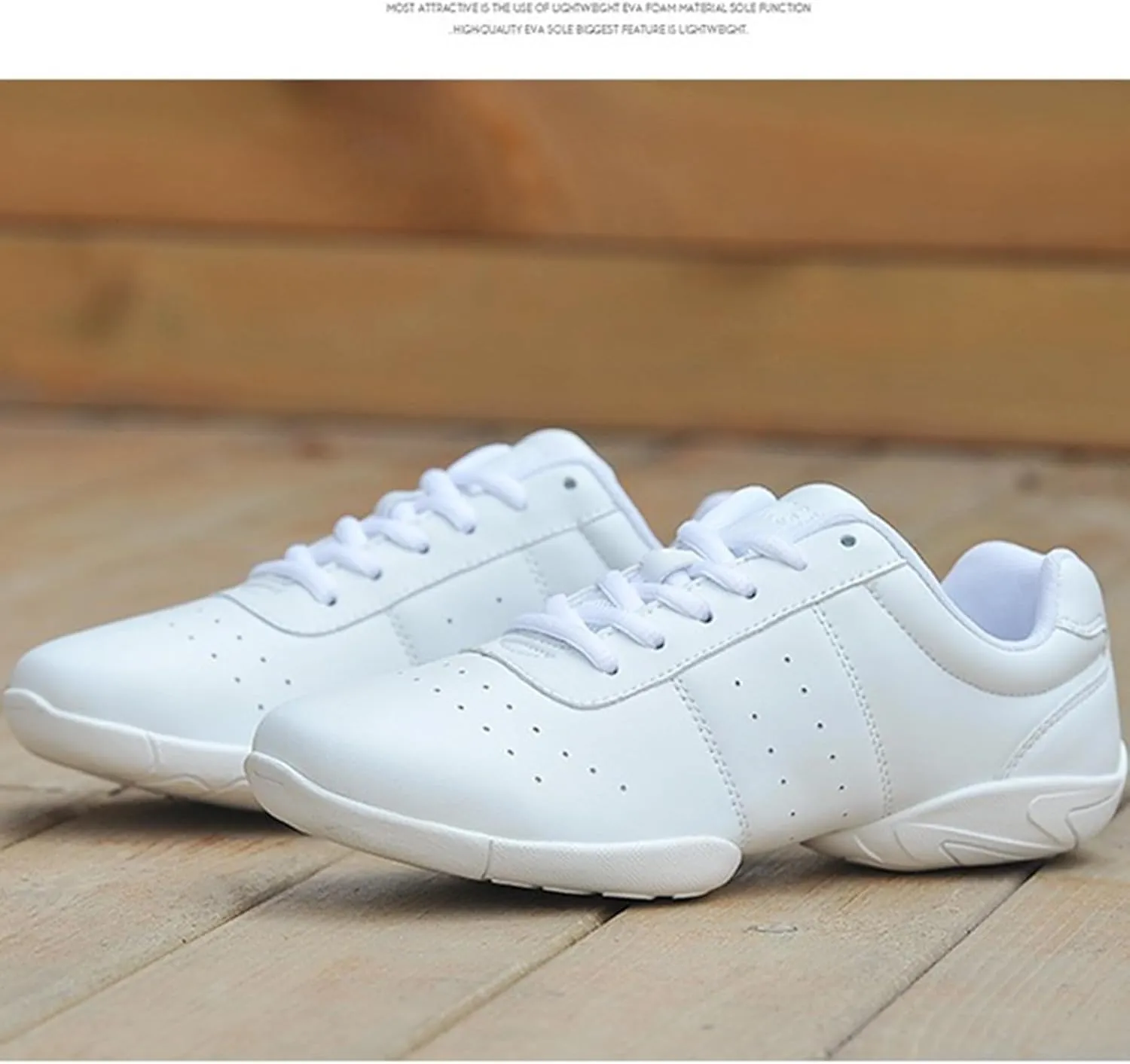 yamerbo Cheer Shoes for Youth Girls, White Varsity Cheerleading Shoes for Women, Breathable and Lightweight Dance Athletic Flats, Women Competition Training Tennis Sneaker Shoes -White 1