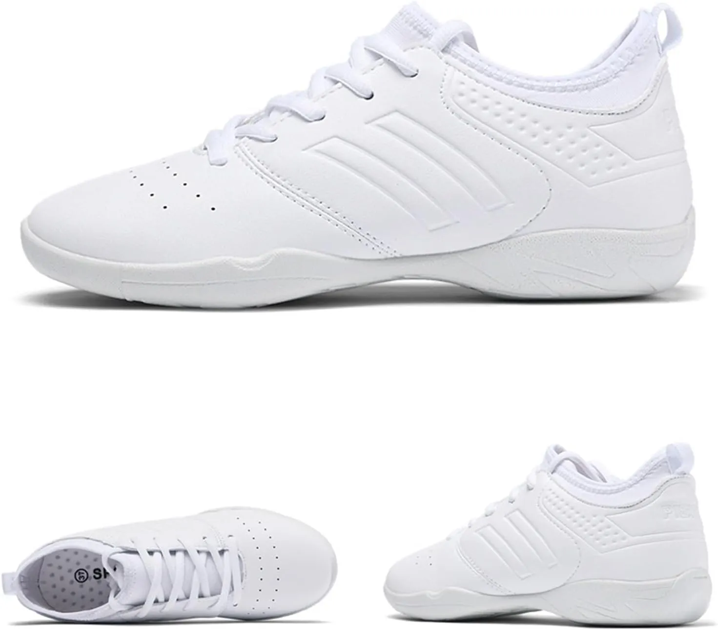 yamerbo Cheer Shoes for Youth Girls, White Varsity Cheerleading Shoes for Women, Breathable and Lightweight Dance Athletic Flats, Women Competition Training Tennis Sneaker Shoes -White 1