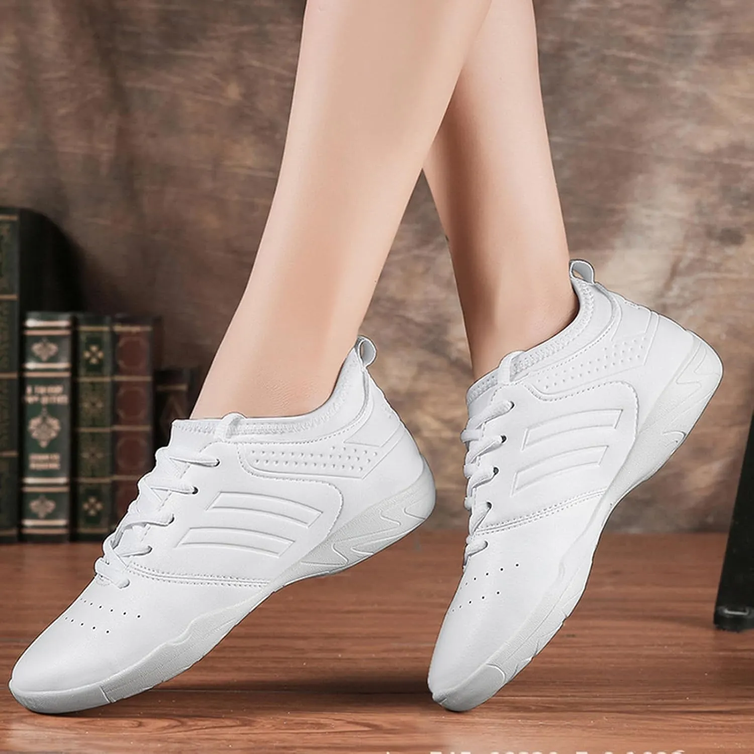 yamerbo Cheer Shoes for Youth Girls, White Varsity Cheerleading Shoes for Women, Breathable and Lightweight Dance Athletic Flats, Women Competition Training Tennis Sneaker Shoes -White 1