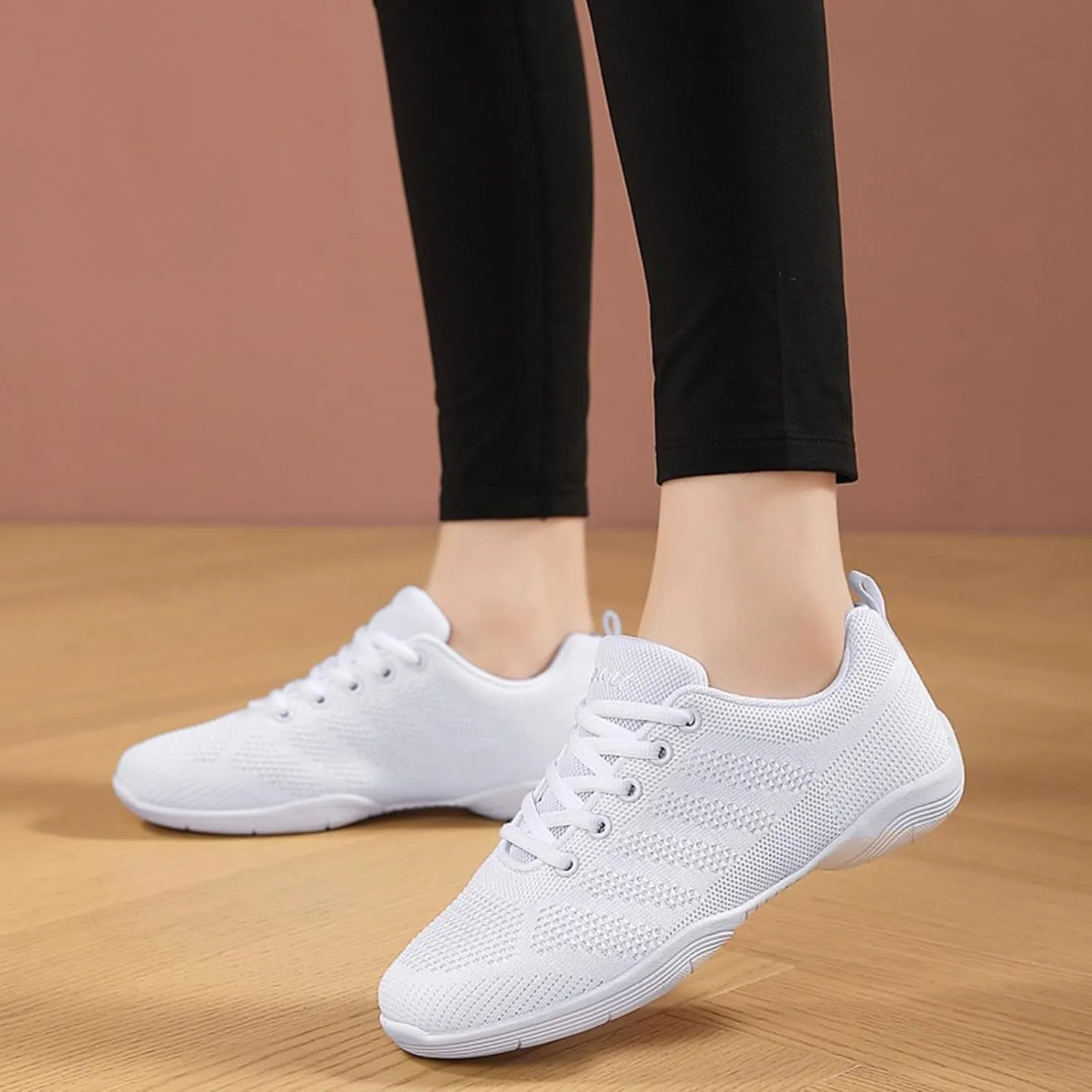 yamerbo Cheer Shoes for Youth Girls, White Varsity Cheerleading Shoes for Women, Breathable and Lightweight Dance Athletic Flats, Women Competition Training Tennis Sneaker Shoes -White 1