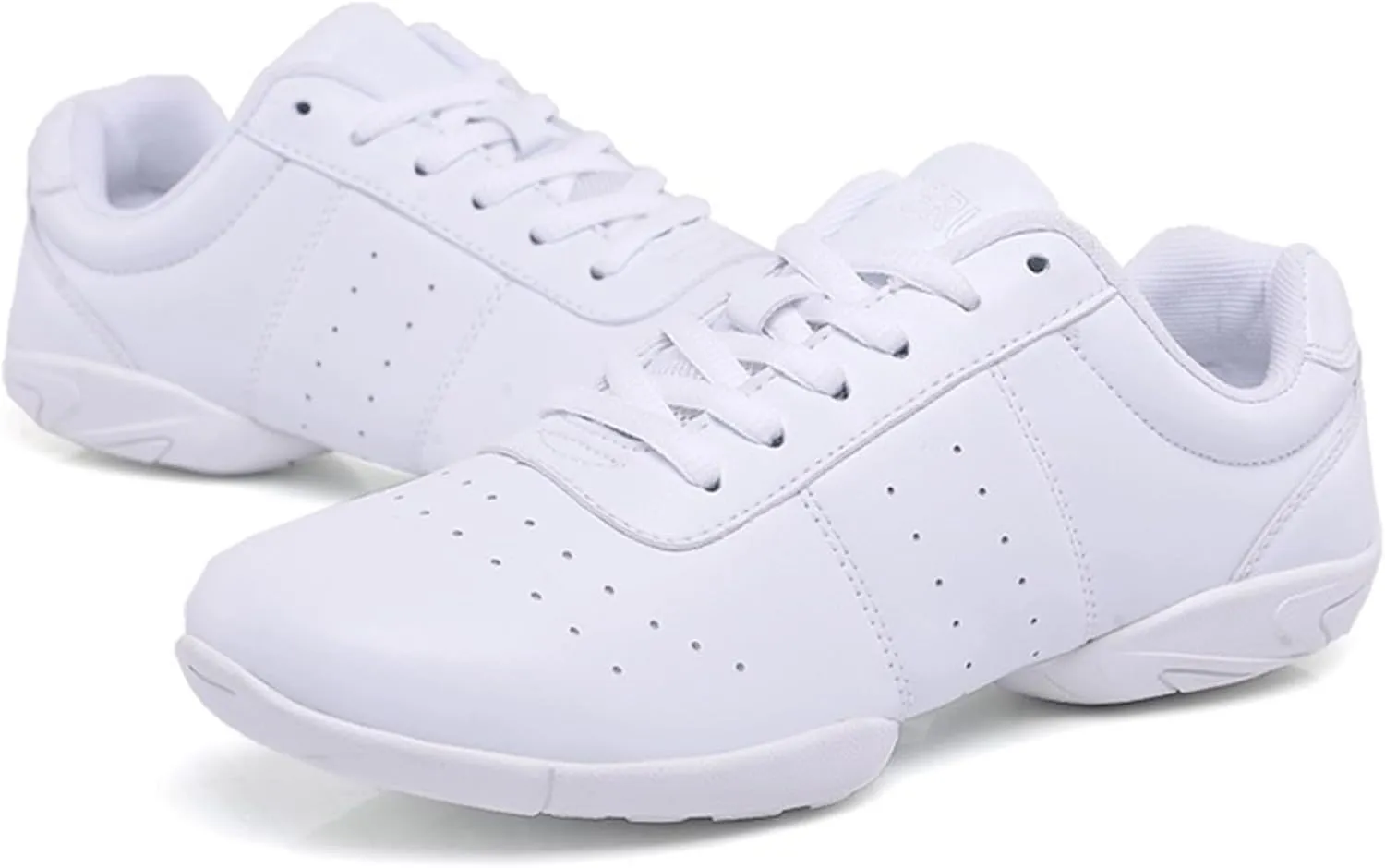 yamerbo Cheer Shoes for Youth Girls, White Varsity Cheerleading Shoes for Women, Breathable and Lightweight Dance Athletic Flats, Women Competition Training Tennis Sneaker Shoes -White 1